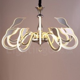 Dimmable Modern Contemporary 12 Light Steel Chandelier with Acrylic Shade