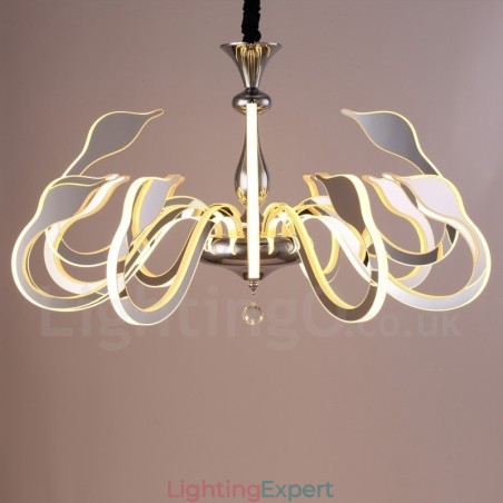 Dimmable Modern Contemporary 12 Light Steel Chandelier with Acrylic Shade Dimmable Modern Contemporary 12 Light Steel Chandelier with Acrylic Shade