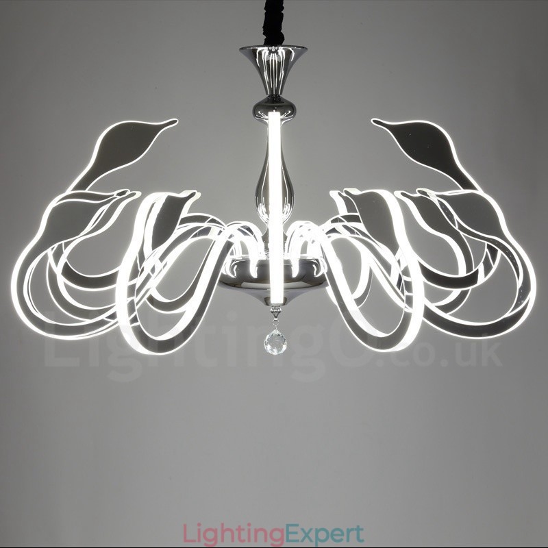 Dimmable Modern Contemporary 12 Light Steel Chandelier with Acrylic Shade