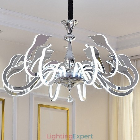 Dimmable Modern Contemporary 10 Light Steel Chandelier with Acrylic Shade Dimmable Modern Contemporary 10 Light Steel Chandelier with Acrylic Shade