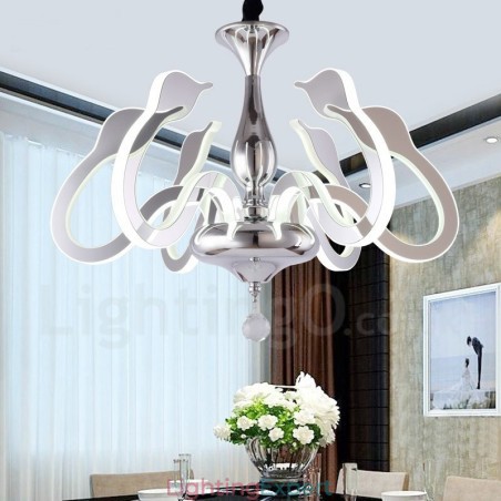 Dimmable Modern Contemporary 6 Light Steel Chandelier with Acrylic Shade Dimmable Modern Contemporary 6 Light Steel Chandelier with Acrylic Shade