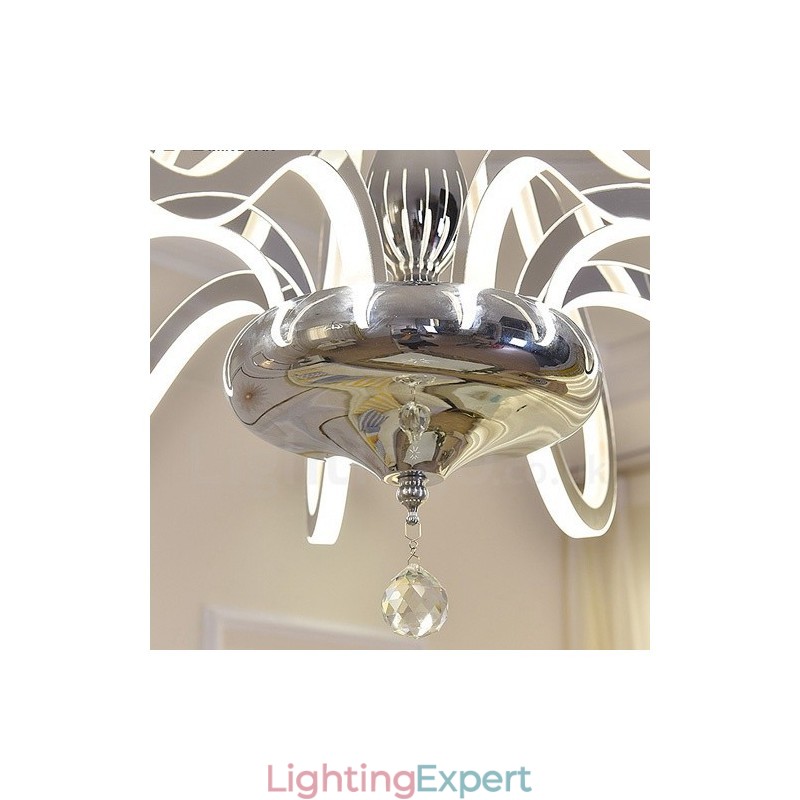 Dimmable Modern Contemporary 6 Light Steel Chandelier with Acrylic Shade