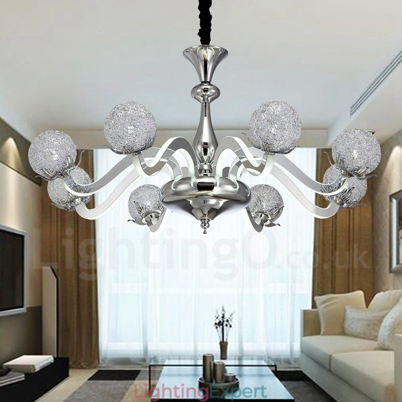 Dimmable Modern Contemporary 8 Light Steel Chandelier with Aluminum Alloy Shade