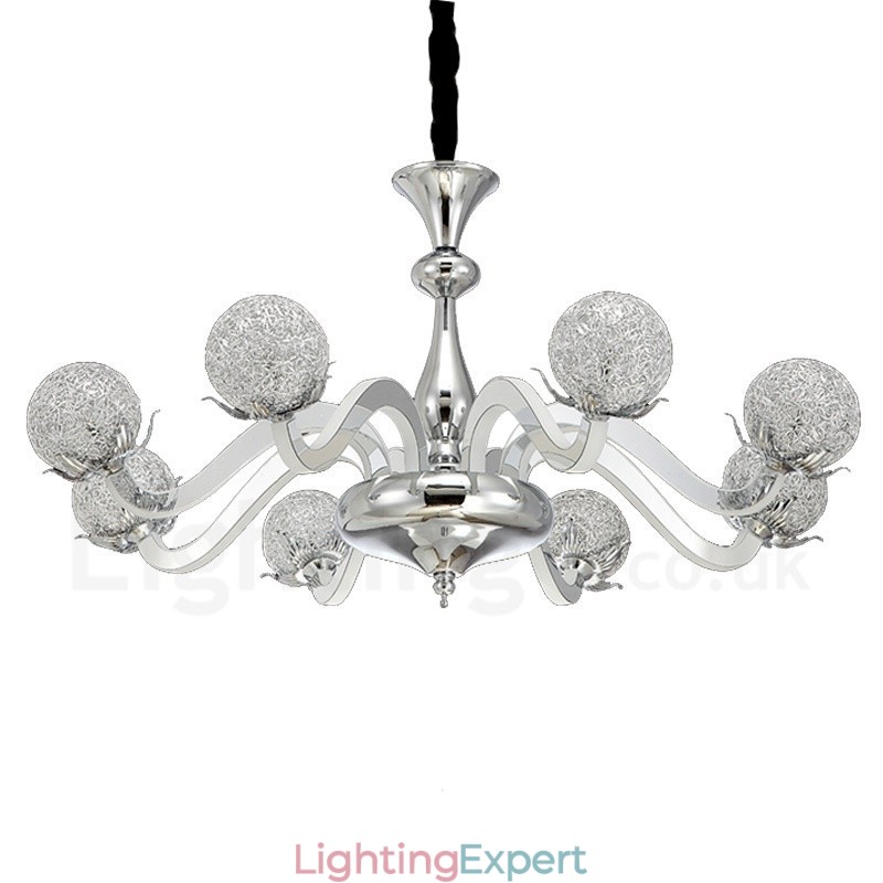Dimmable Modern Contemporary 8 Light Steel Chandelier with Aluminum Alloy Shade