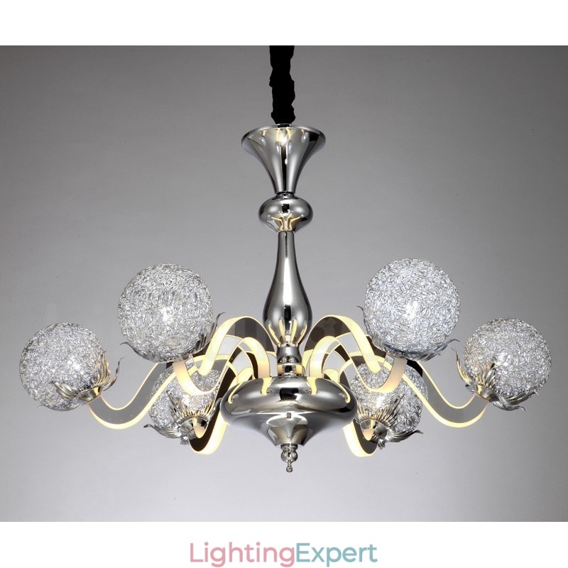 Dimmable Modern Contemporary 6 Light Steel Chandelier with Aluminum Alloy Shade