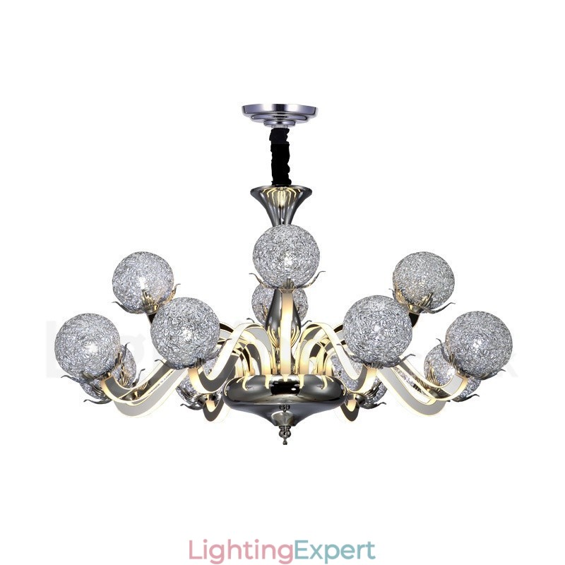 Dimmable Modern Contemporary 12 Light Steel Chandelier with Aluminum Alloy Shade
