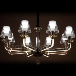 Dimmable Modern Contemporary 8 Light Crystal Chandelier with Glass Shade