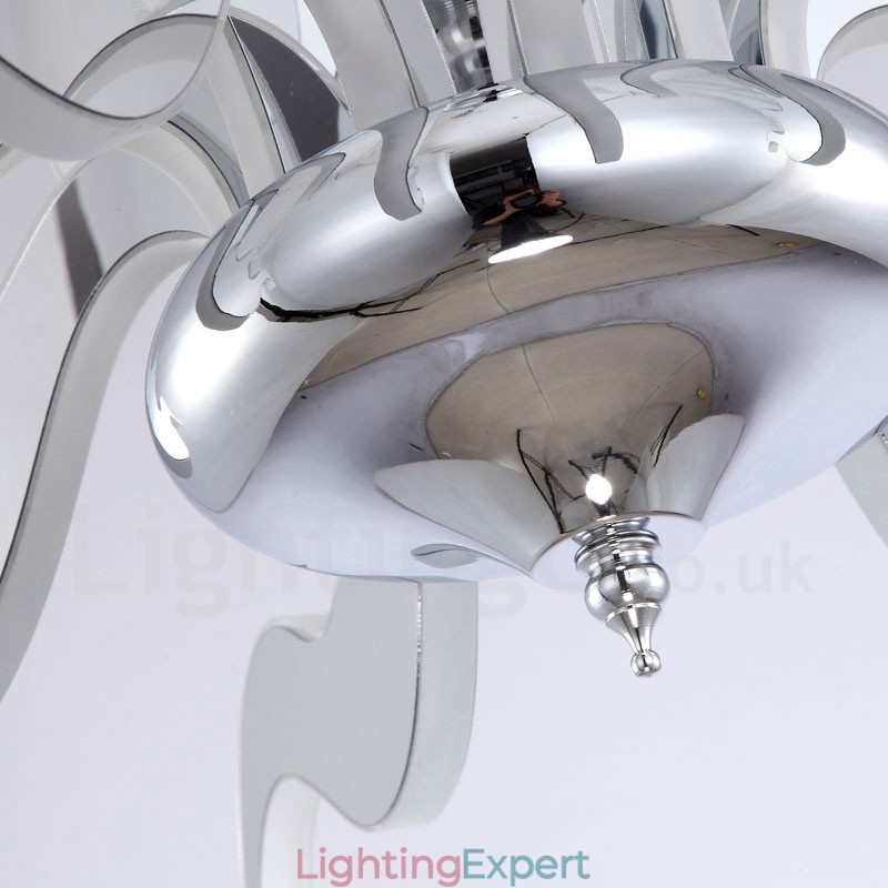 Dimmable Modern Contemporary 15 Light Steel Chandelier with Acrylic Shade