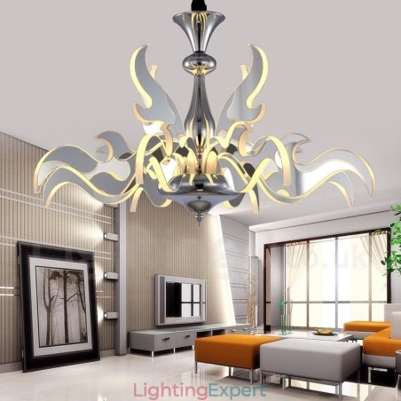 Dimmable Modern Contemporary 12 Light Steel Chandelier with Acrylic Shade Dimmable Modern Contemporary 12 Light Steel Chandelier with Acrylic Shade