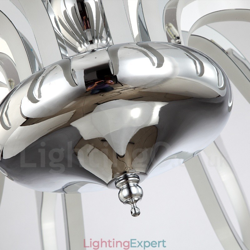Dimmable Modern Contemporary 8 Light Steel Chandelier with Acrylic Shade