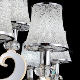 Dimmable Modern Contemporary 12 Light Steel Chandelier with Glass Shade