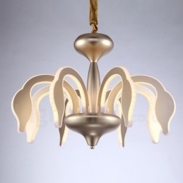 Dimmable Modern Contemporary 8 Light Steel Chandelier with Acrylic Shade