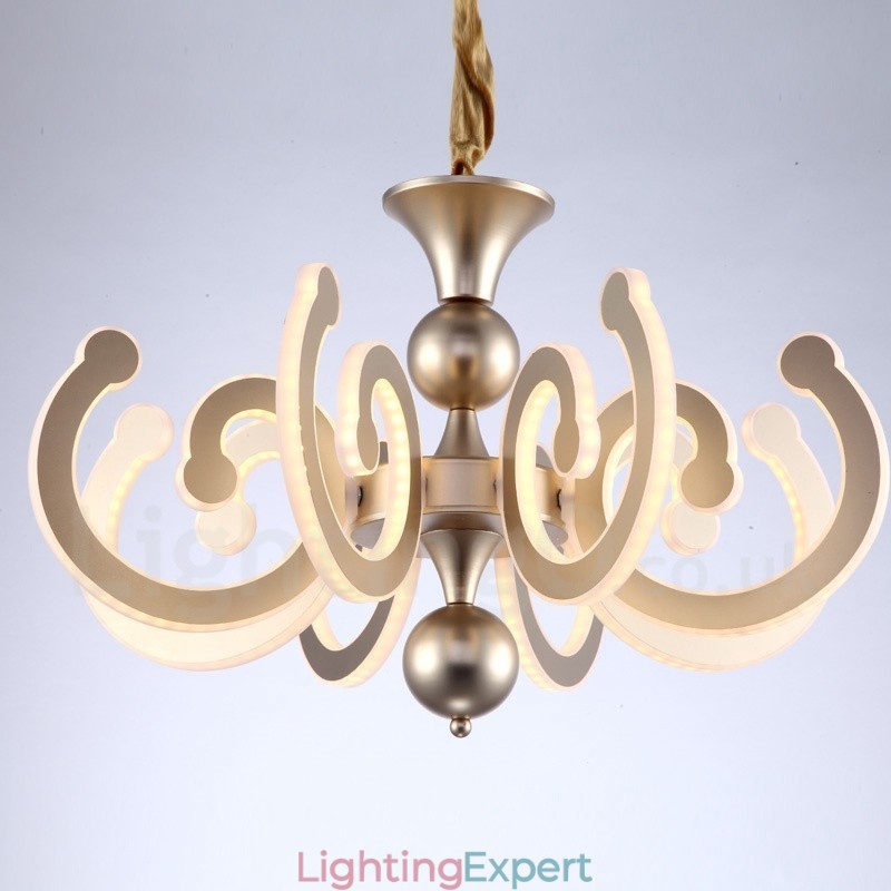 Dimmable Modern Contemporary 6 Light Steel Chandelier with Acrylic Shade
