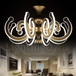 Dimmable Modern Contemporary 8 Light Steel Chandelier with Acrylic Shade