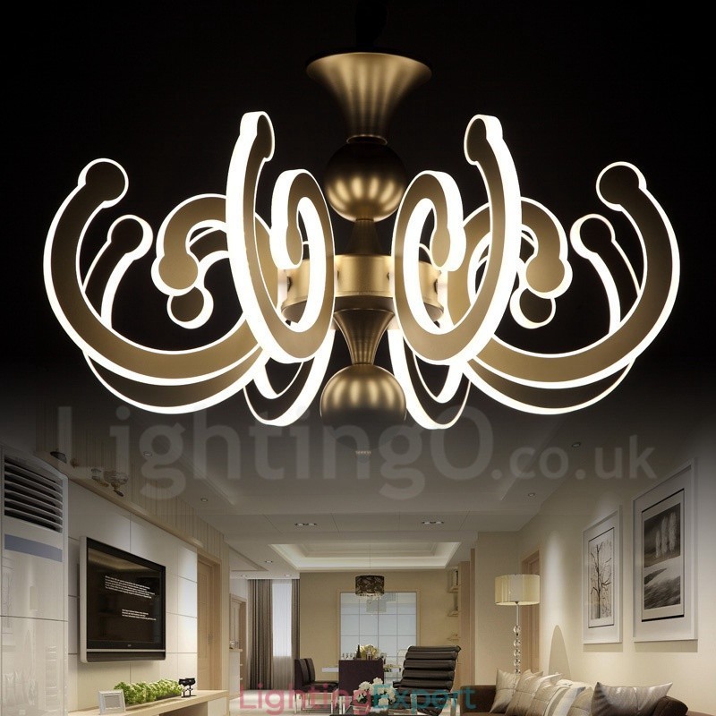 Dimmable Modern Contemporary 8 Light Steel Chandelier with Acrylic Shade