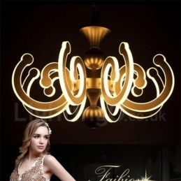 Dimmable Modern Contemporary 8 Light Steel Chandelier with Acrylic Shade