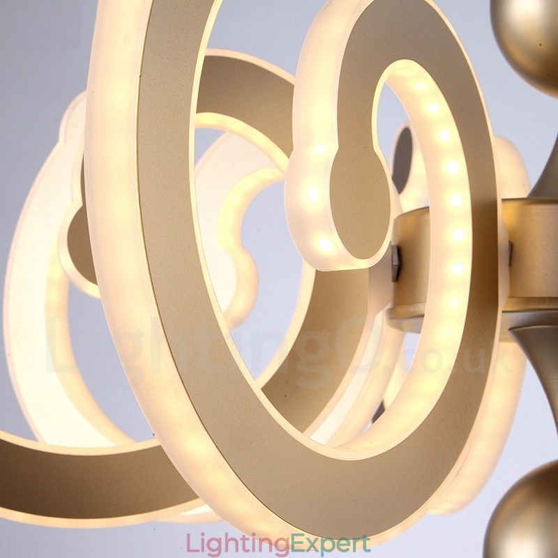 Dimmable Modern Contemporary 8 Light Steel Chandelier with Acrylic Shade