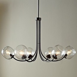 Traditional Chandelier with 6 Lights and Glass Bubble Shade