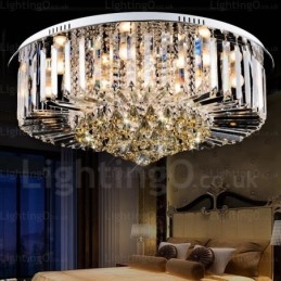 6 Light Modern Contemporary Ceiling Lights with Crystal Shade