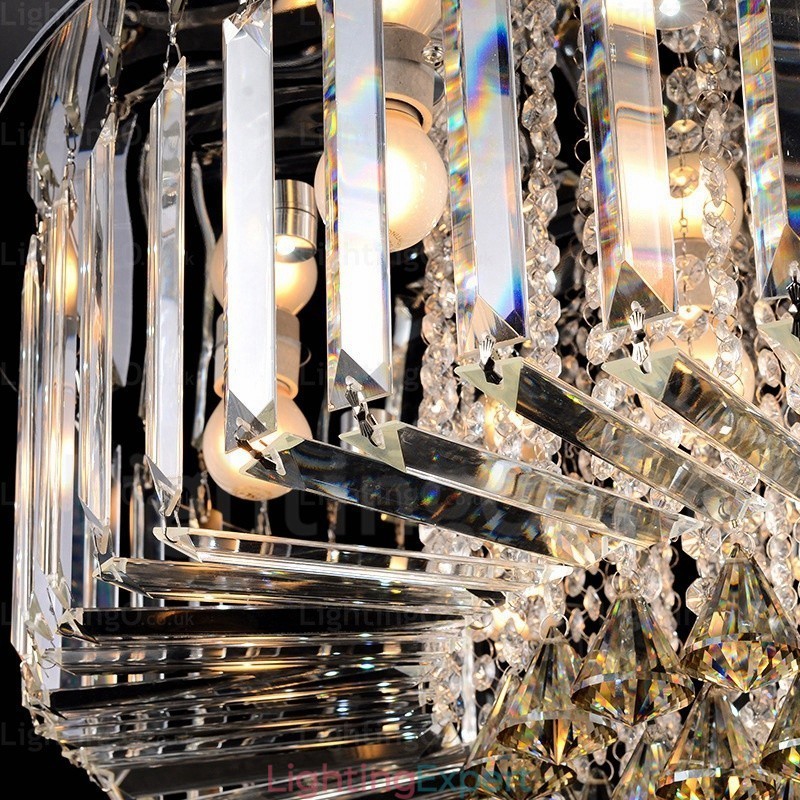 6 Light Modern Contemporary Ceiling Lights with Crystal Shade