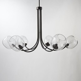 Traditional Chandelier with 6 Lights and Glass Bubble Shade