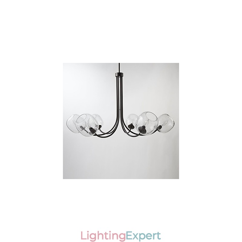 Traditional Chandelier with 6 Lights and Glass Bubble Shade