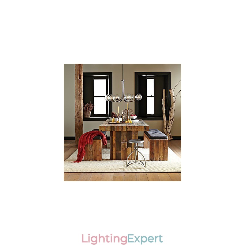 Traditional Chandelier with 6 Lights and Glass Bubble Shade