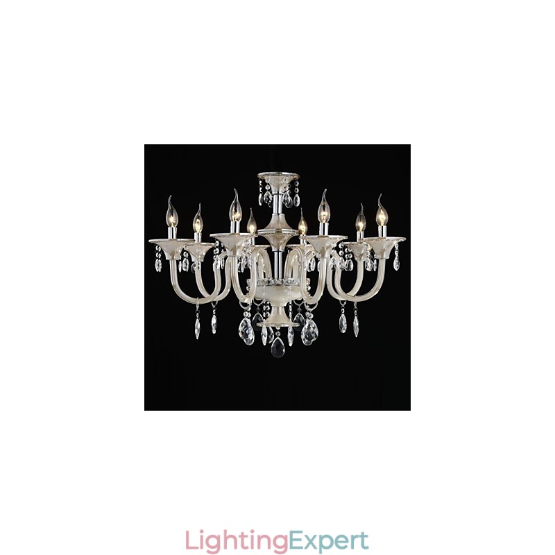 8 Light The style of palace Glass Chandelier With Candle Bulb