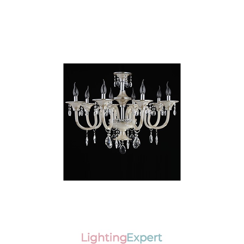 8 Light The style of palace Glass Chandelier With Candle Bulb