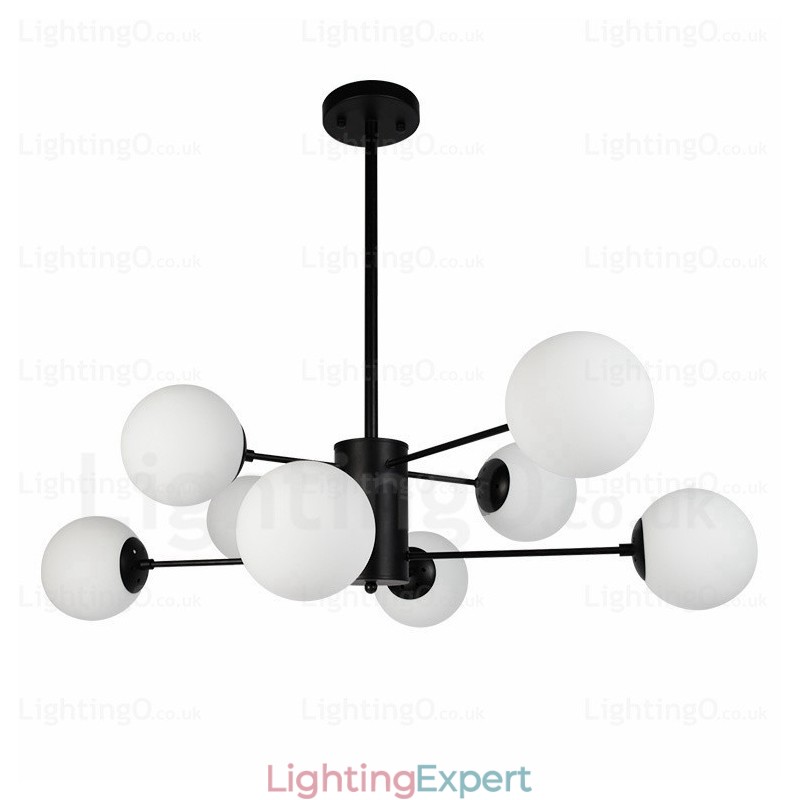 8 Light Modern Contemporary Chandelier with Glass Shade