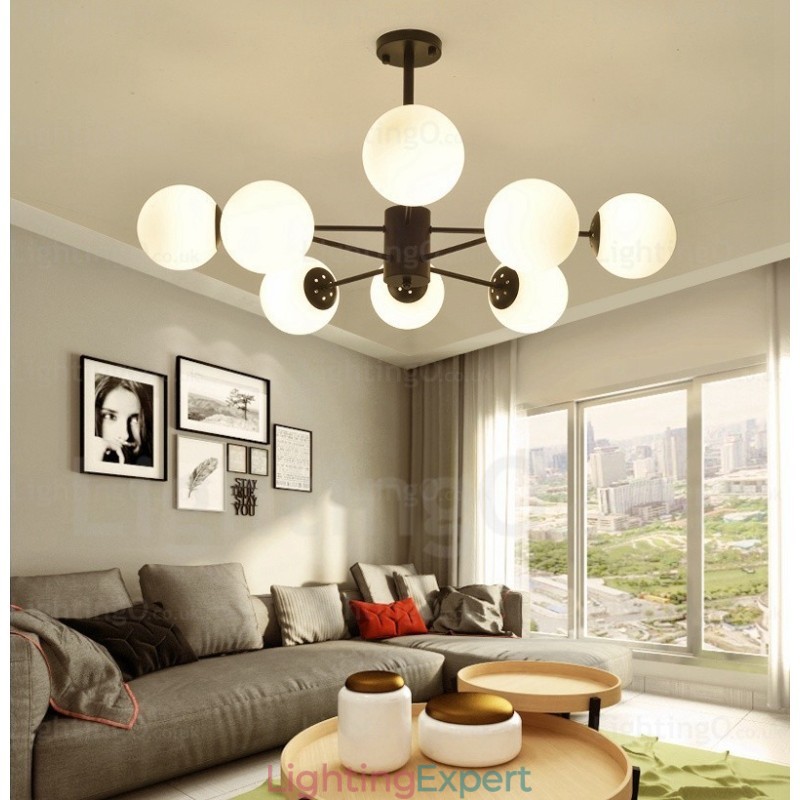 8 Light Modern Contemporary Chandelier with Glass Shade