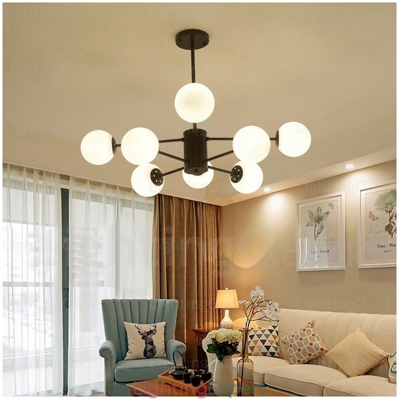 8 Light Modern Contemporary Chandelier with Glass Shade