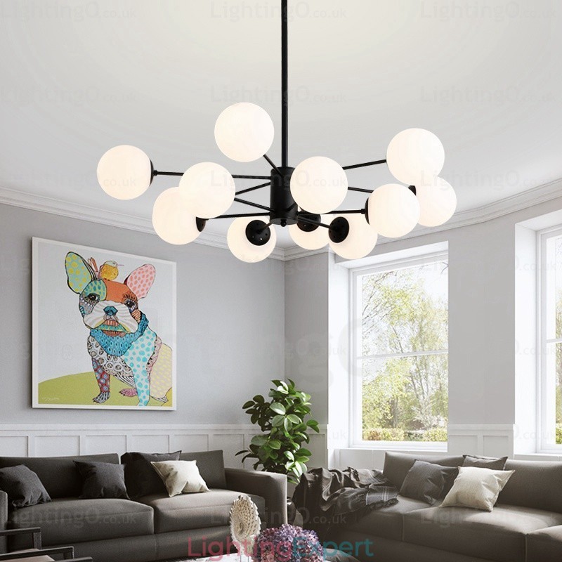 12 Light Nordic Chandelier with Glass Shade