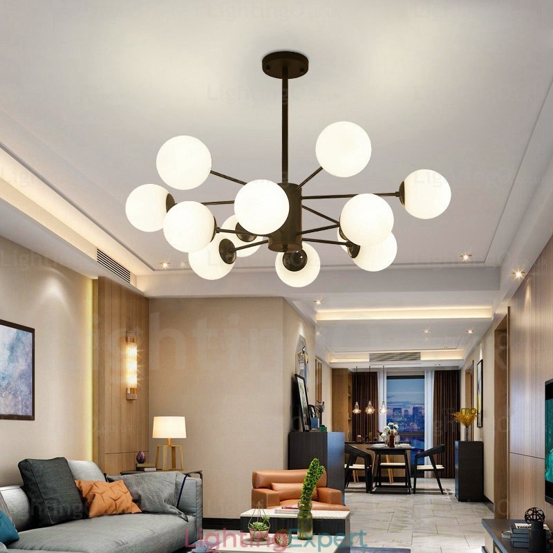 12 Light Nordic Chandelier with Glass Shade