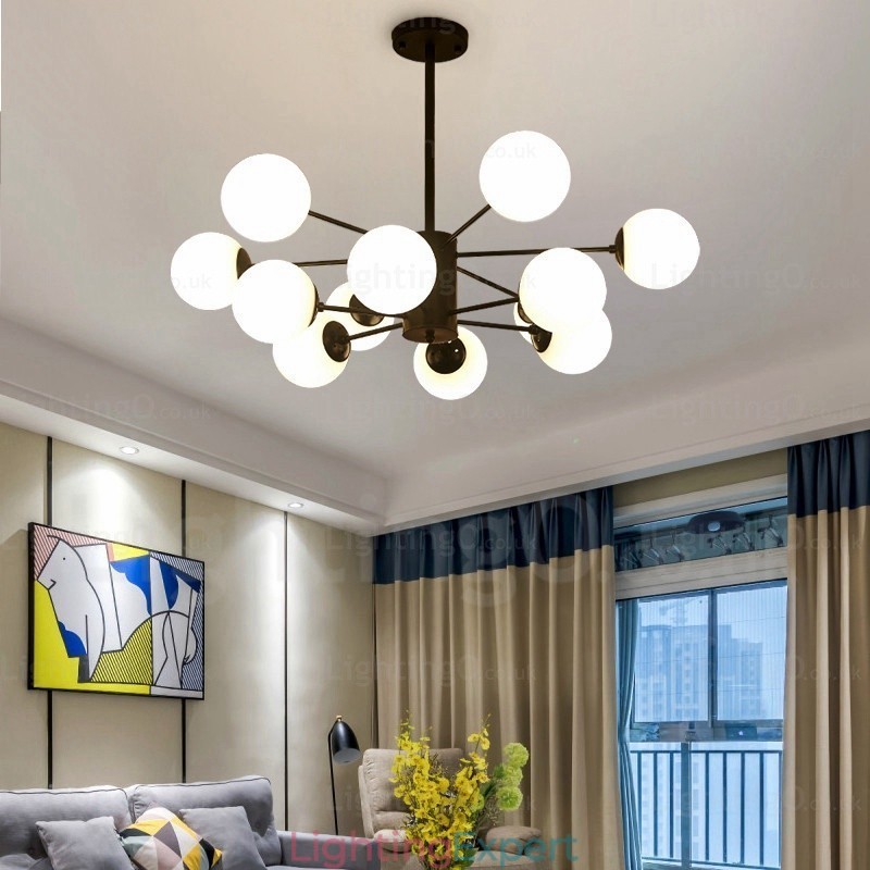 12 Light Nordic Chandelier with Glass Shade