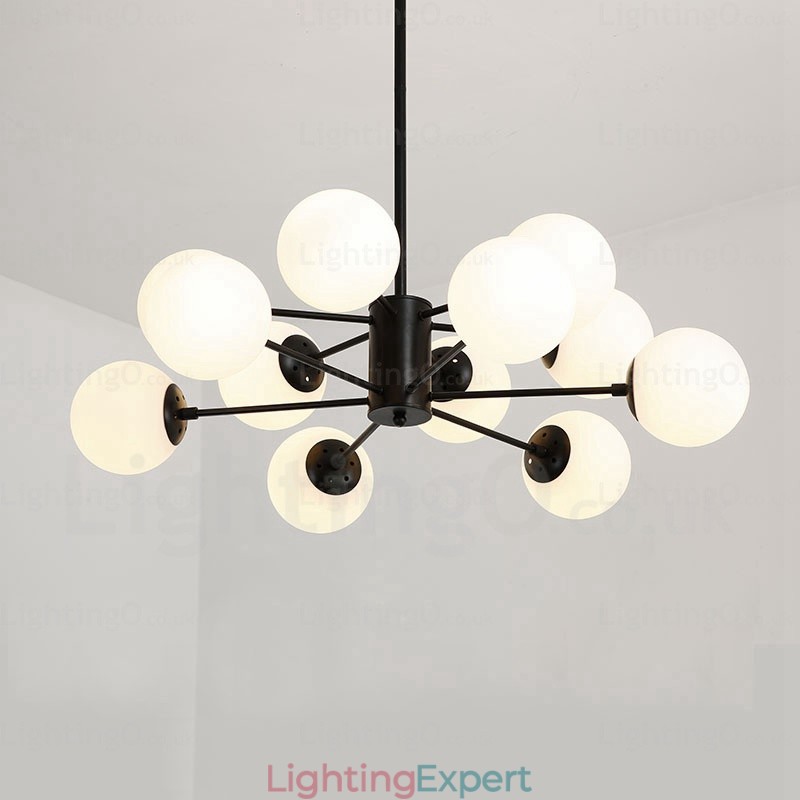 12 Light Nordic Chandelier with Glass Shade