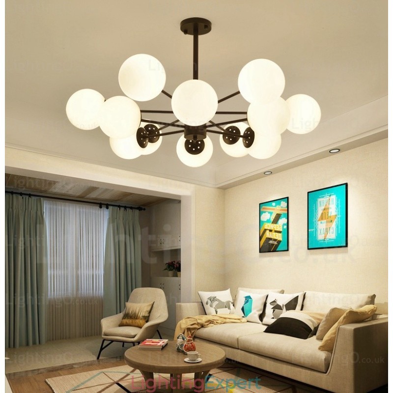 12 Light Nordic Chandelier with Glass Shade
