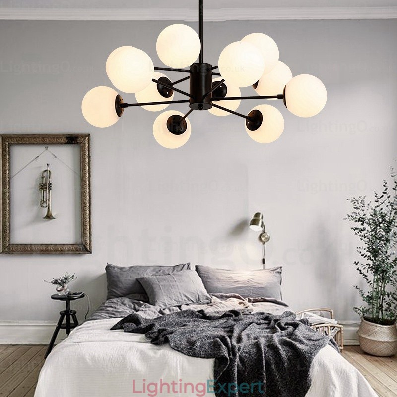 12 Light Nordic Chandelier with Glass Shade