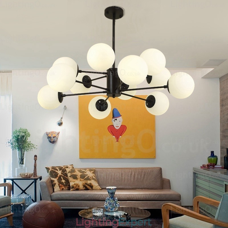 12 Light Nordic Chandelier with Glass Shade