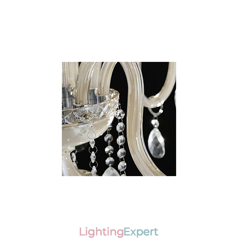 8 Light The style of palace Glass Chandelier With Candle Bulb