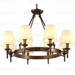 8 Light Nordic Country Rustic Pendant Light with Fabric Shade