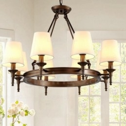 8 Light Nordic Country Rustic Pendant Light with Fabric Shade