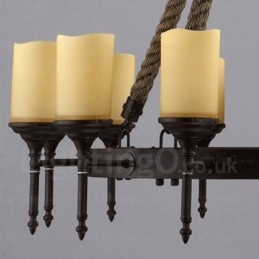 12 Light Country Rustic Vintage Retro Pendant Light with Glass Shade