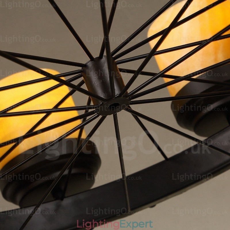 8 Light Country Rustic Vintage Retro Pendant Light with Glass Shade