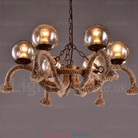 6 Light Vintage Retro Pendant Light with Glass Shade 6 Light Vintage Retro Pendant Light with Glass Shade