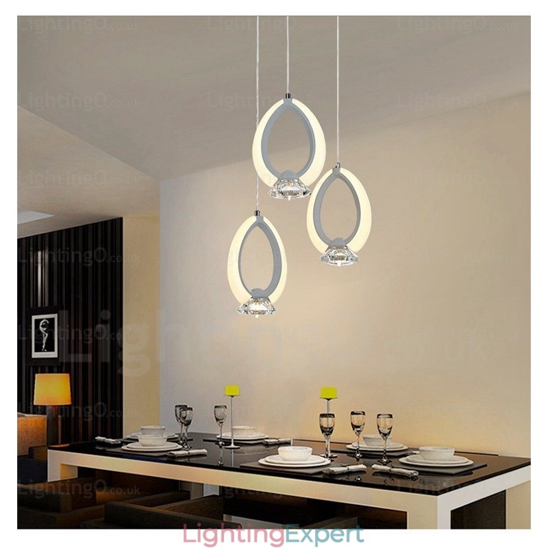 1 Light Modern Contemporary Pendant Light with Crystal Shade