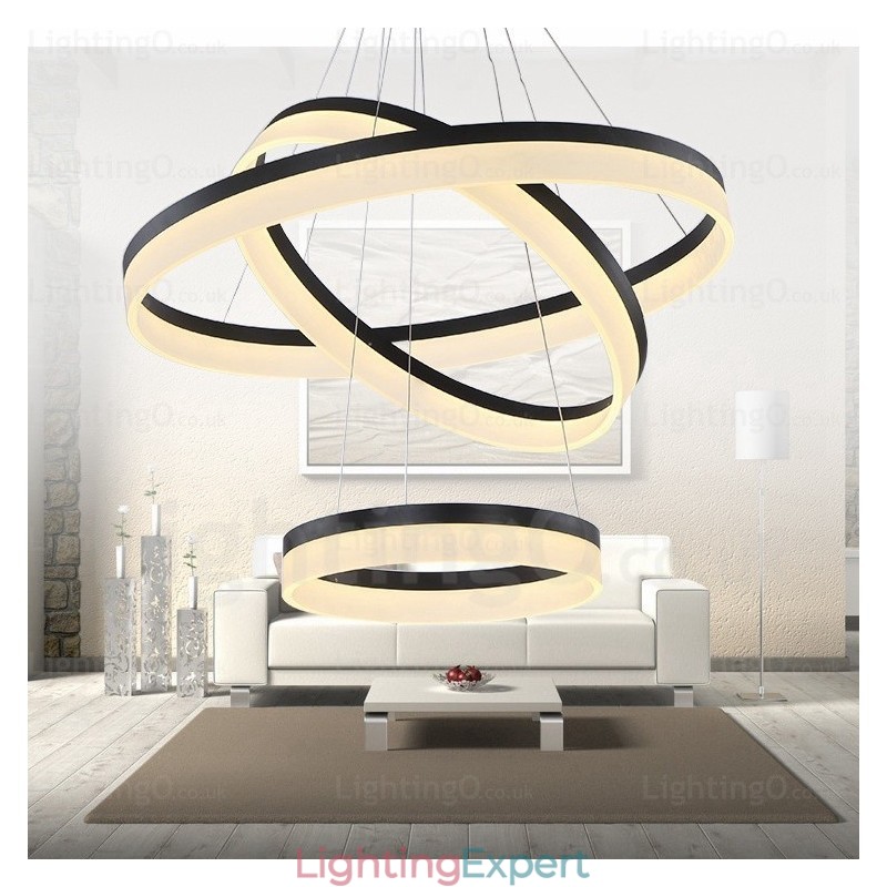 Wi Fi Smart Dimmable 3 Rings Modern Contemporary Pendant Light with Acrylic Shade