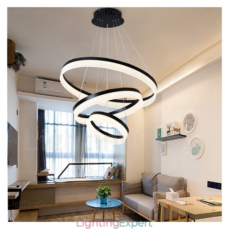 Wi Fi Smart Dimmable 3 Rings Modern Contemporary Pendant Light with Acrylic Shade