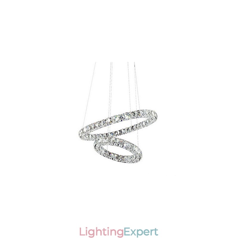 Crystal Pendant Light Lighting Modern 2 Rings Three Sides K9 Crystal Indoor Ceiling Lights Lamp Fixtures