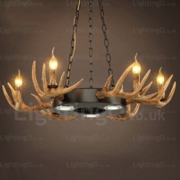 9 Light Vintage Retro Rustic Antler Chandelier Pendant Light